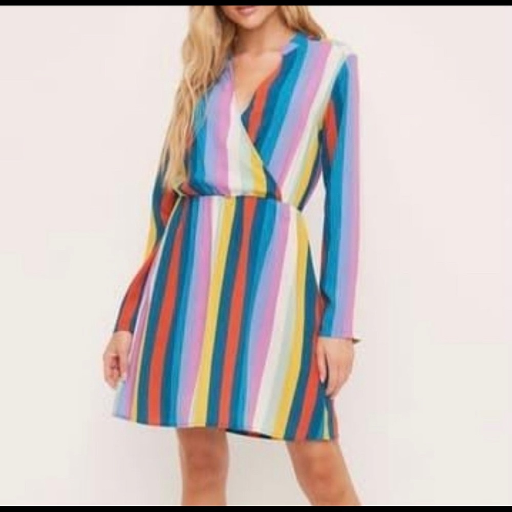 NWOT All In Favor striped color dress XS